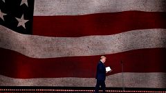Image: President Donald Trump during an event to commemorate the 75th Anniv