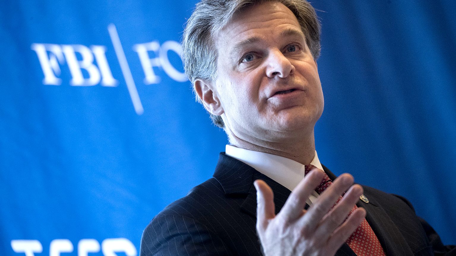 Image: FBI Director Christopher Wray Addresses Int'l Conference On Cyber Se