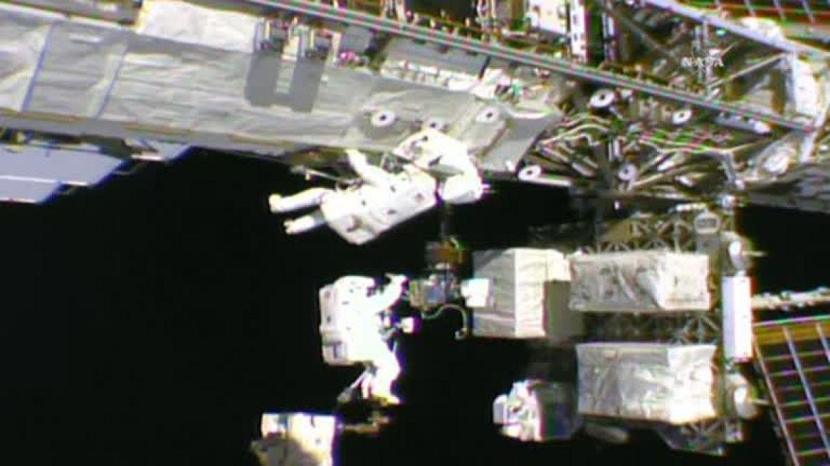 Live: Astronauts look down on the earth from the ISS during a spacewalk