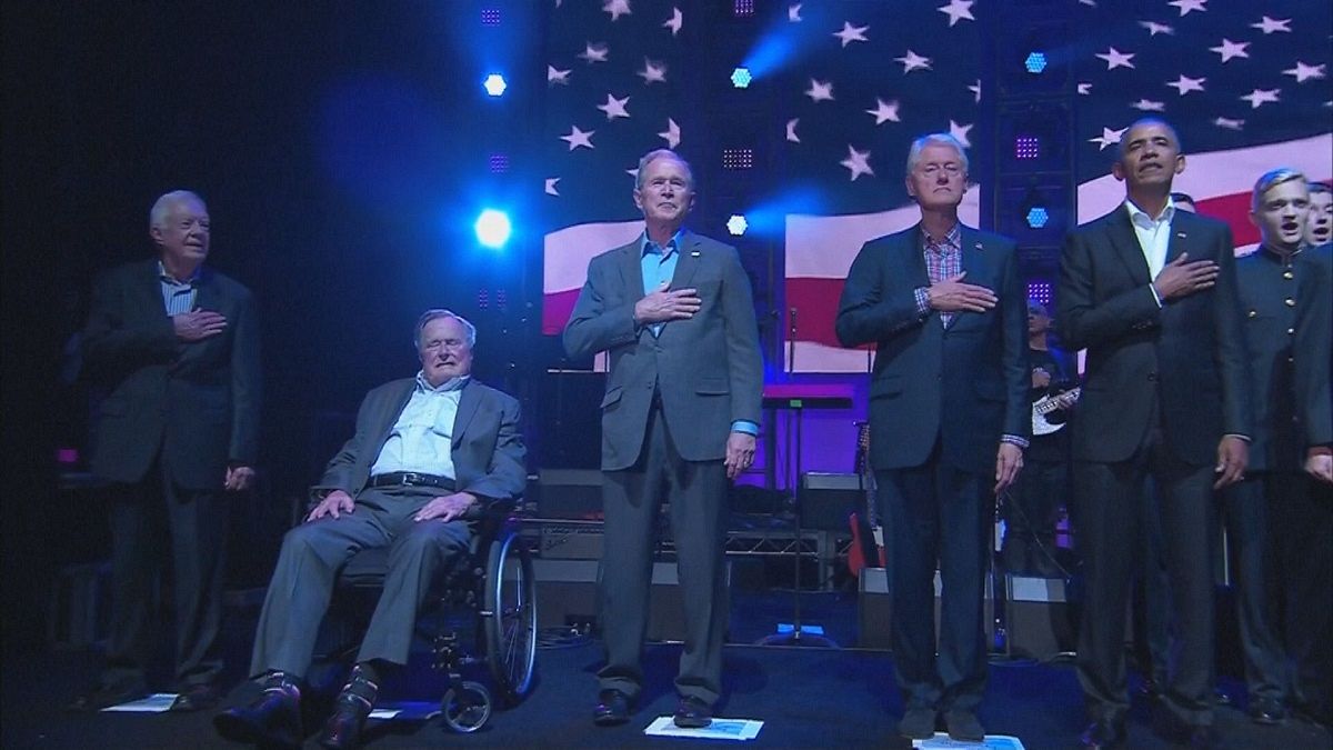 Ex-US presidents join forces for hurricane relief
