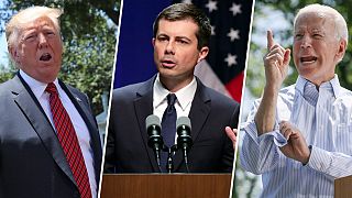 Donald Trump, Pete Buttigieg, and Joe Biden.