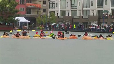 US paddlers brave the rain for pumpkin paddle race