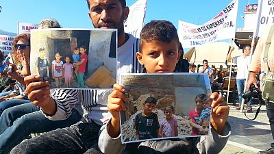 Sakız Adası'nda göçmen protestosu