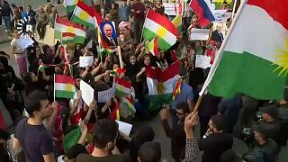 Erbil'de Rusya Konsolosluğu önünde eylem