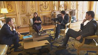 Watch: French president's dog relieves himself during meeting with ministers
