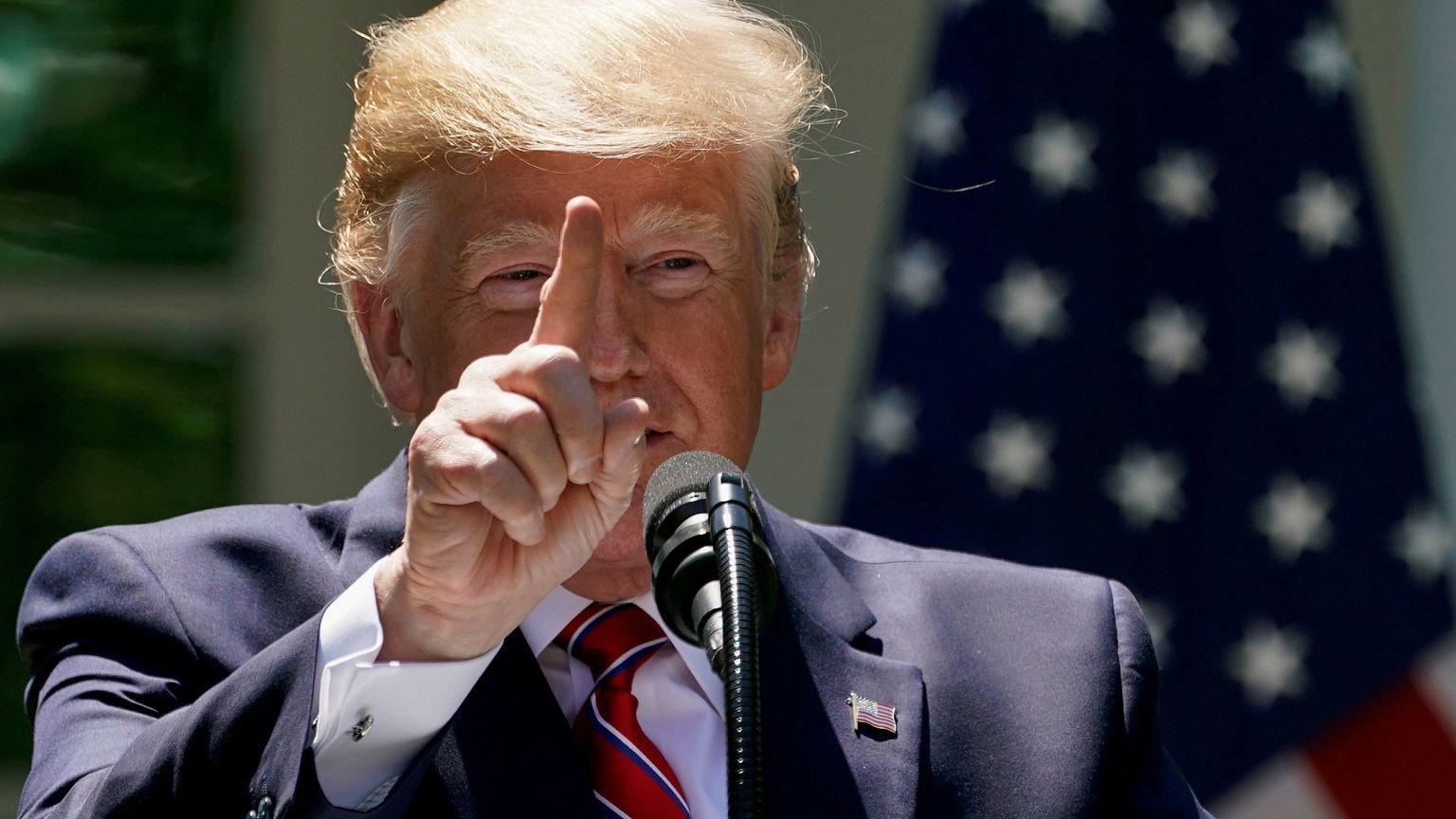 Image: President Donald Trump speaks during a joint news conference with Po