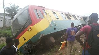 [Photos] Train derails in Ghana, injuries reported