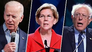 Former Vice President Joe Biden, Sen. Elizabeth Warren and Sen. Bernie Sand