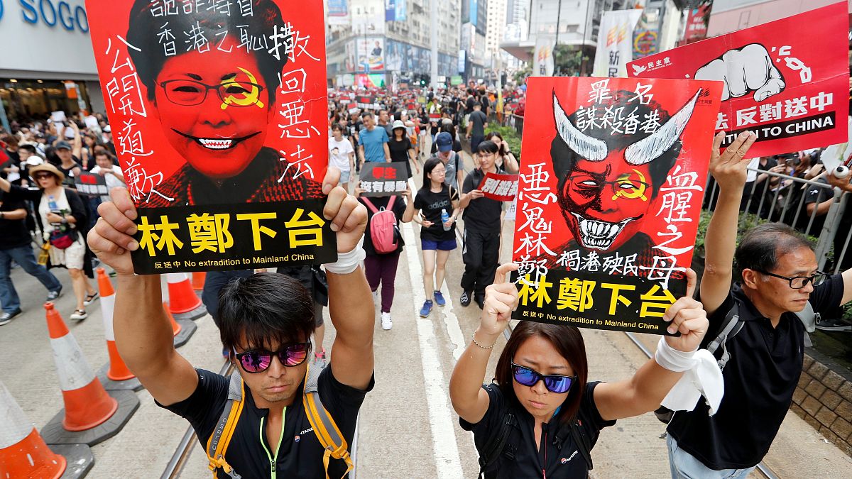 Image: Demonstration demanding Hong Kong's leaders to step down and withdra