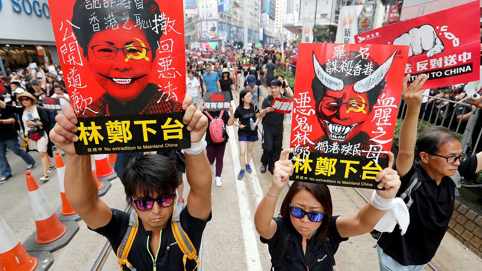 Image: Demonstration demanding Hong Kong's leaders to step down and withdra
