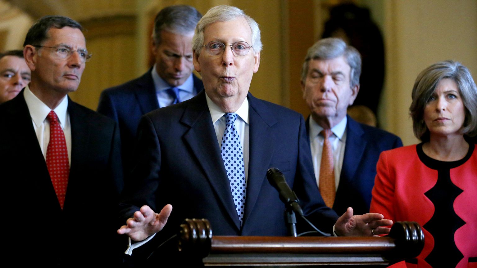 Image: enate Majority Leader Mitch McConnell speaks to the media on Capitol