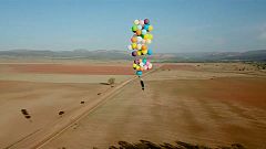 Balloon chair floats two kilometres up