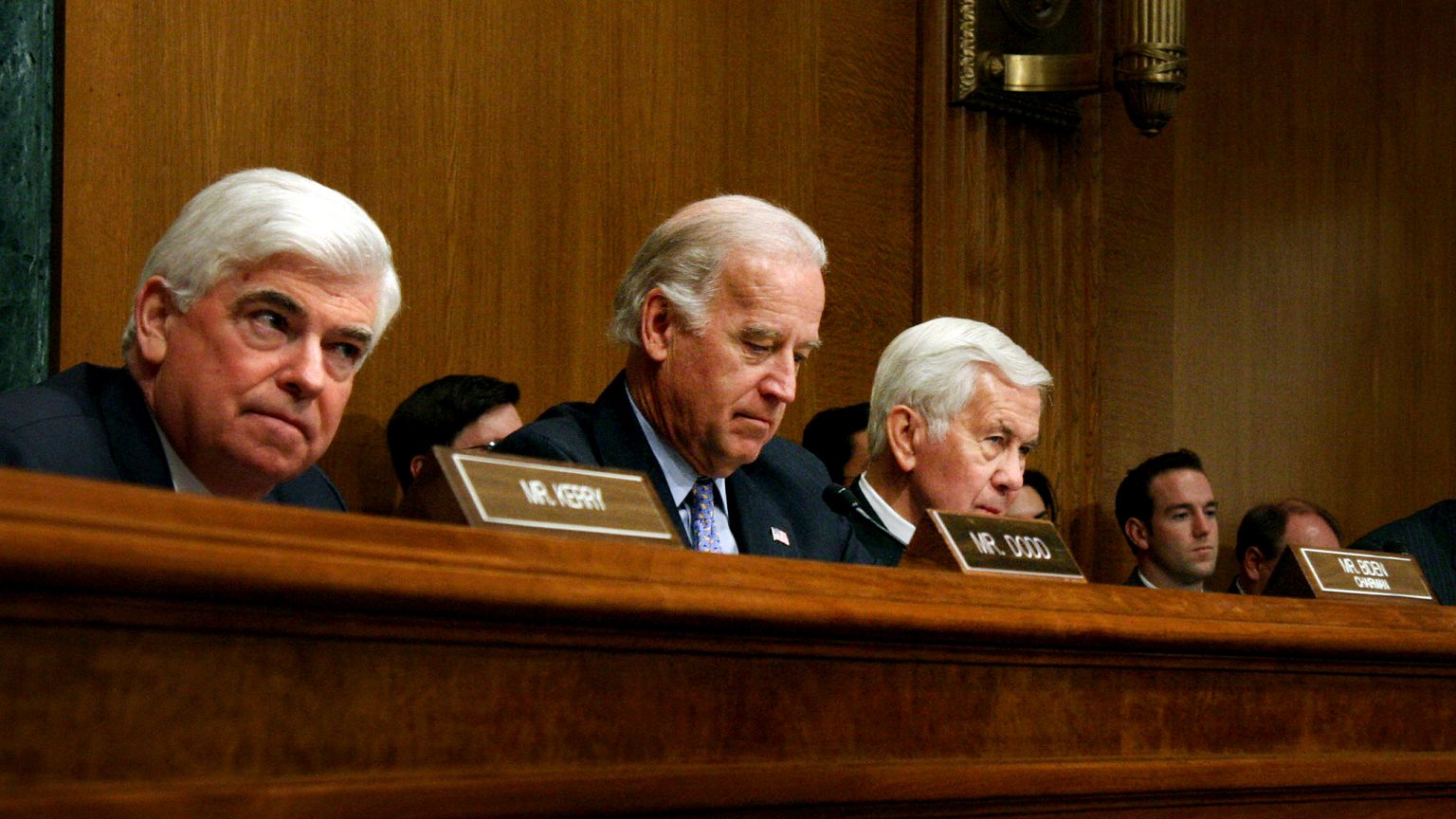 US Senator Joe Biden (2L), D-DE, and mem