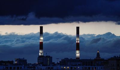 A heating power plant in Moscow, Russia, on April 21, 2018, part of the country\'s power grid.