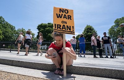 Protesters gather in front of the White House last week to speak out against any potential conflict with Iran.