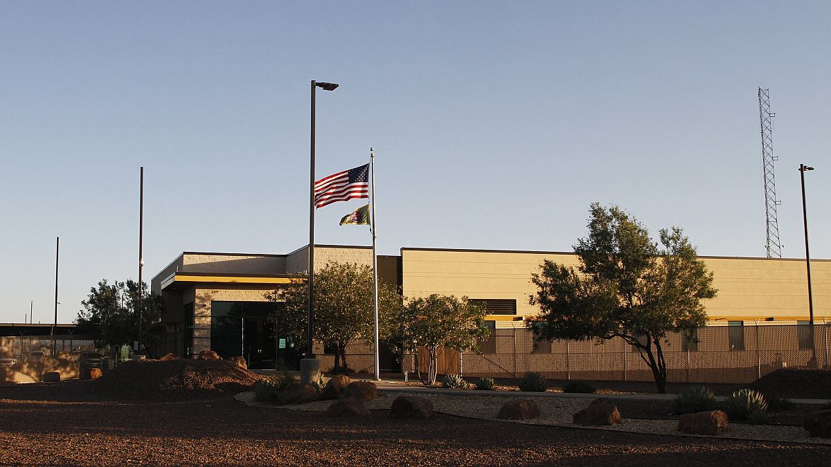 Image: The entrance of a Border Patrol station in Clint, Texas