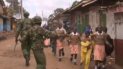 School children caught in tear gas at Nairobi protest
