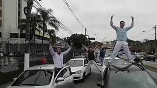 Motoristas da Uber em protesto no Brasil
