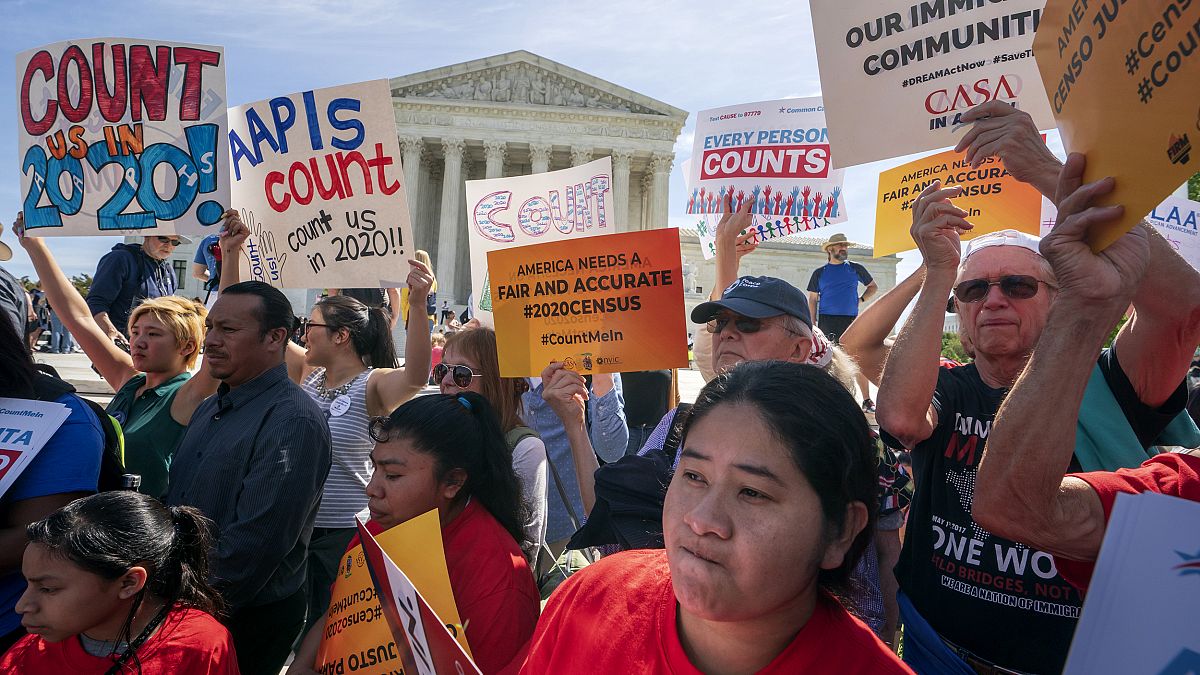 Image: Immigration activists rally outside the Supreme Court during argumen