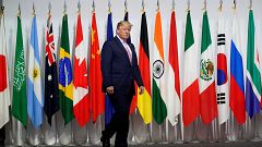 Image: President Donald Trump arrives at the G20 leaders summit in Osaka, J