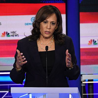 Sen. Kamala Harris, D-Calif, was defended Saturday by many of her Democratic rivals for president after allegations compared to "birtherism" appeared online.