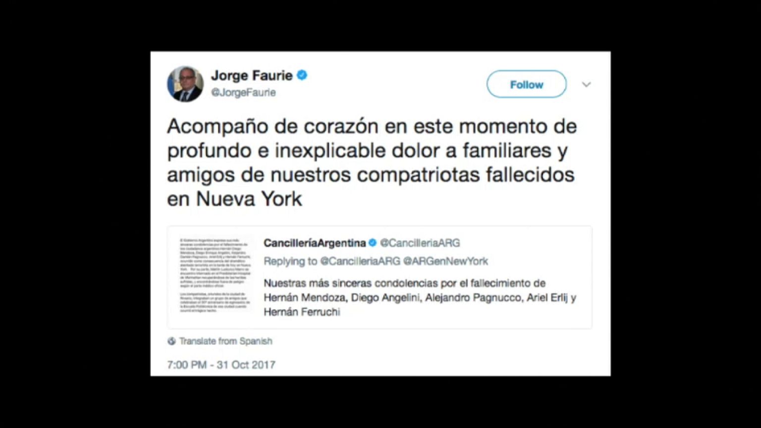 Cinco argentinos entre los muertos en Nueva York
