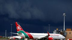 Image: A Kenya Airways plane at the Jomo Kenyatta International Airport on 