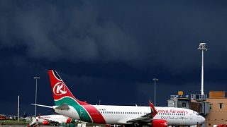Image: A Kenya Airways plane at the Jomo Kenyatta International Airport on