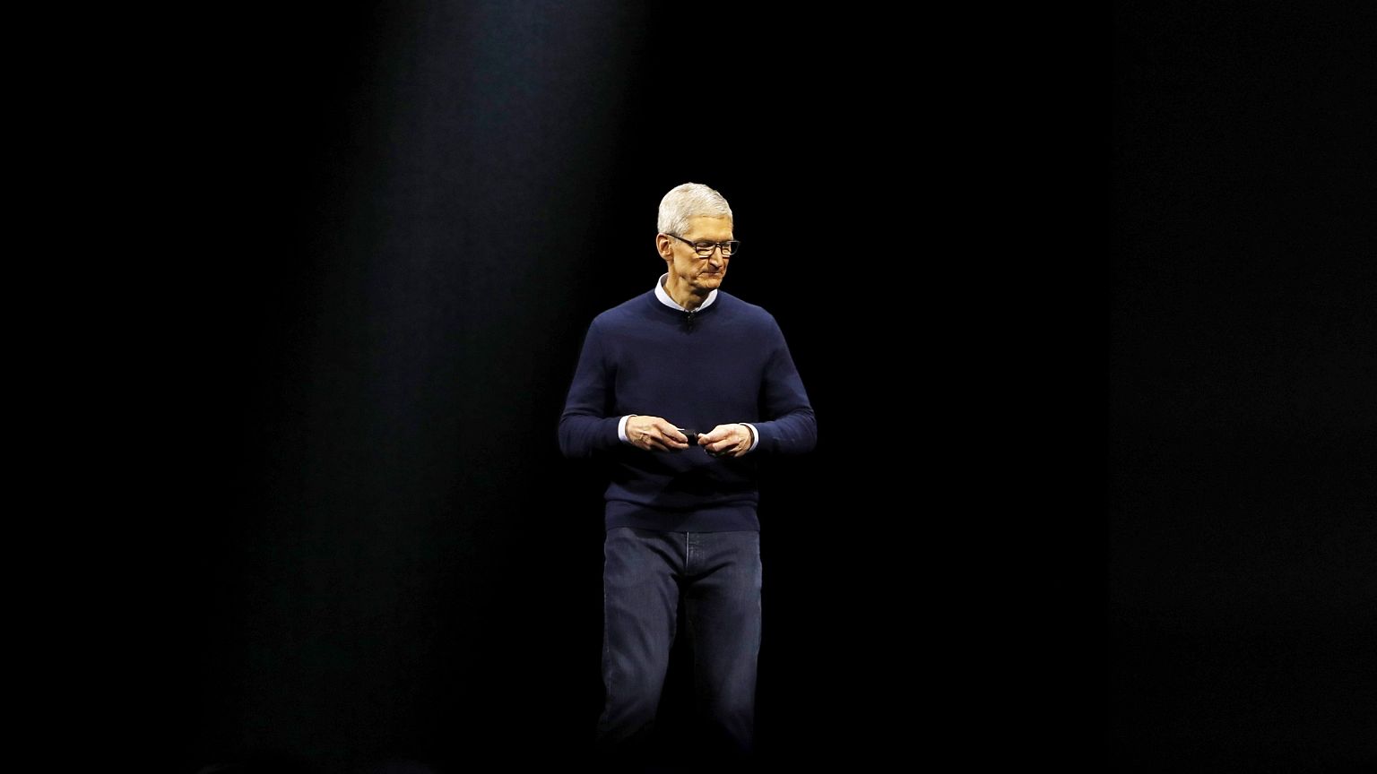 Image: Tim Cook, CEO of Apple, speaks at a conference in San Jose, Californ