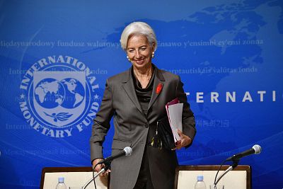 International Monetary Fund managing director Christine Lagarde smiles at a press conference in Tokyo.