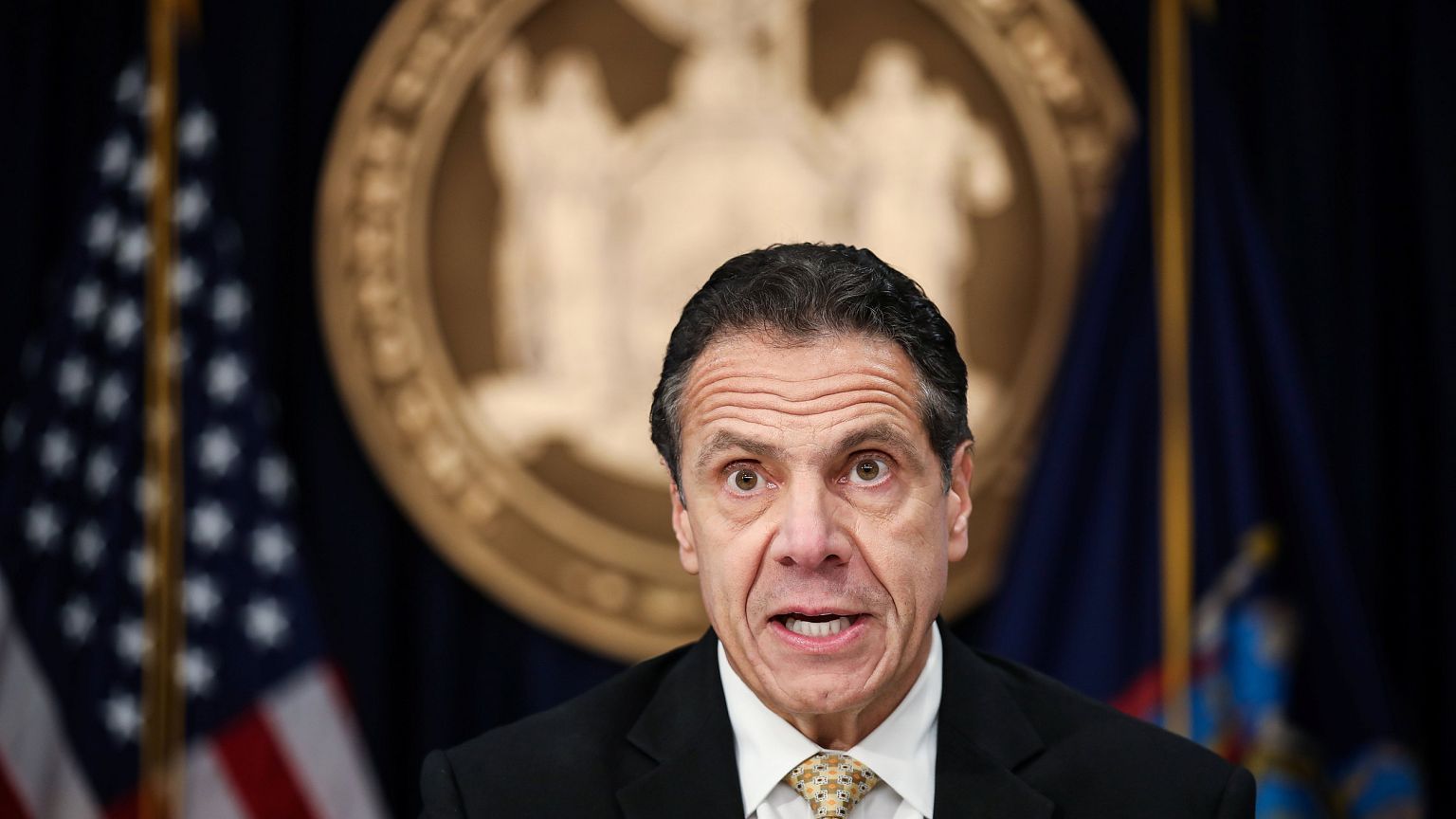 Image: Governor Andrew Cuomo speaks during a news conference in New York on