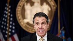 Image: Governor Andrew Cuomo speaks during a news conference in New York on