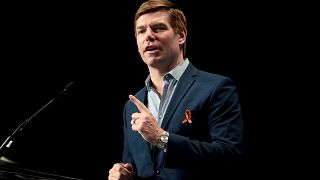 Image: Rep. Eric Swalwell, D-Calif., speaks at a campaign event in Cedar Ra