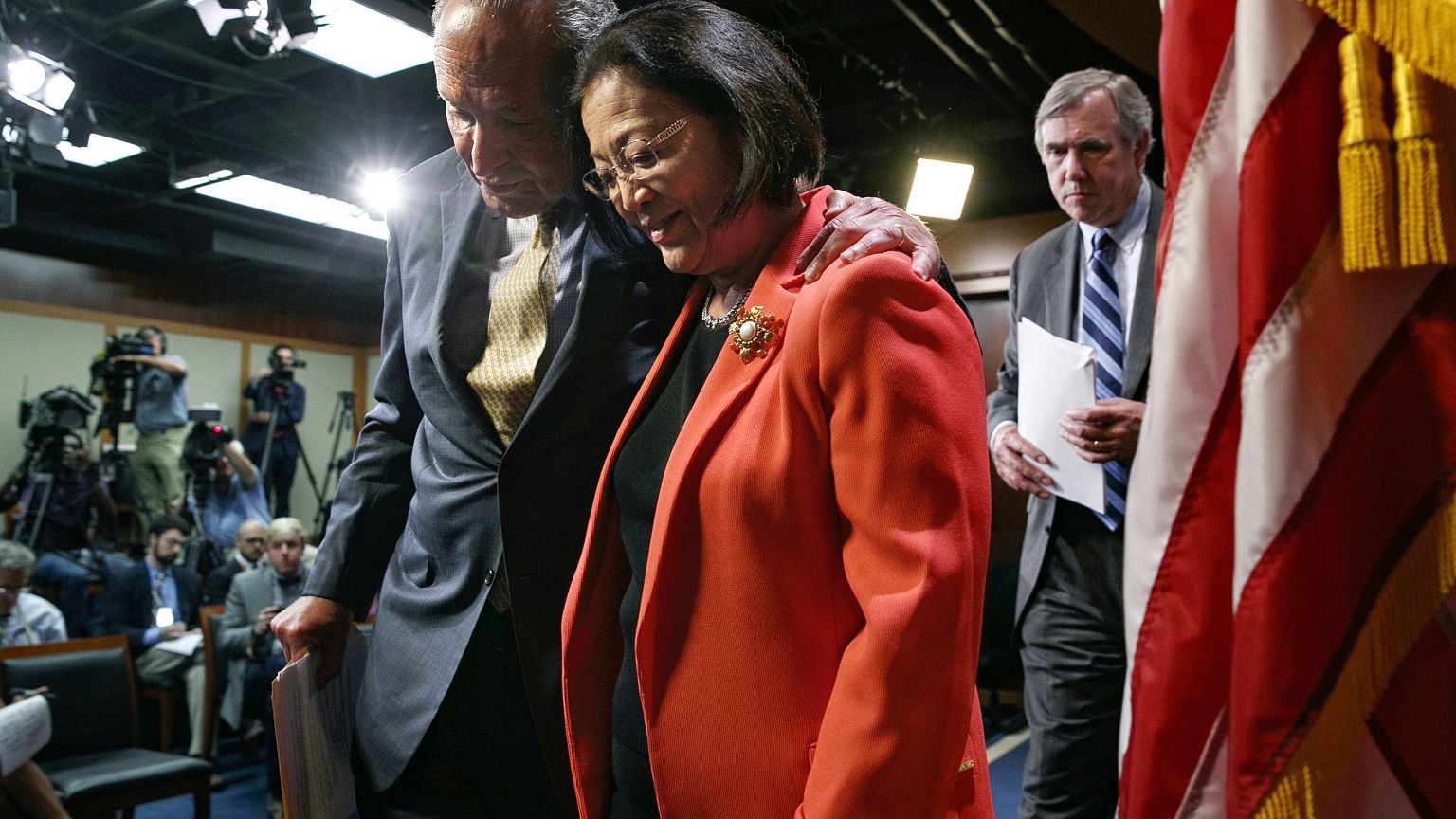 Image: Chuck Schumer, Jeff Merkley, Mazie Hirono