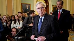 Image: Senate Majority Leader Mitch McConnell speaks after a Republican pol