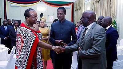 Two months after picking 14th wife, Swazi King visits Zambia with wife number 13