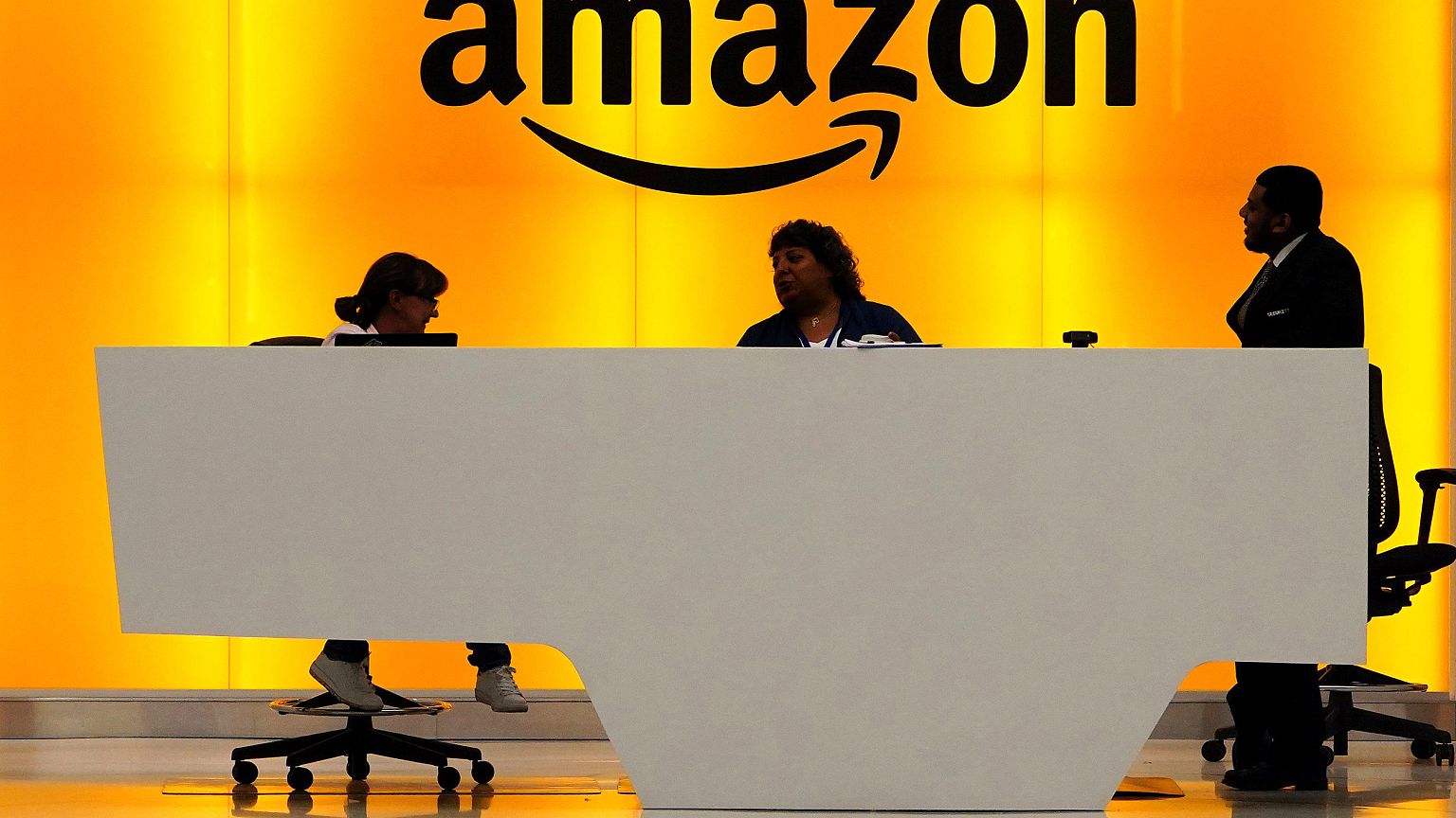 Image: Amazon office front desk pictured in Manhattan, New York