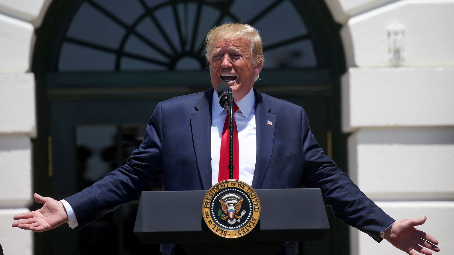 Image: President Donald Trump on the South Lawn of the White House in Washi