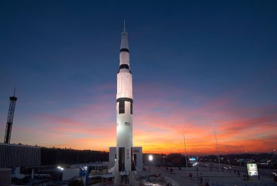 A Saturn V rocket on display in Hunstville, Alabama.