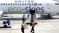 United Airlines' Ecologically Friendly "Flight For The Planet" Arrives At L