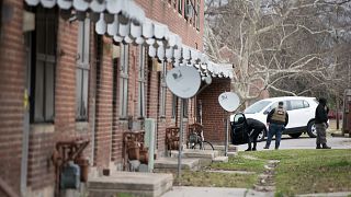 Security workers patrol Allen Benedict Court on Feb. 10, 2019 in Columbia, 