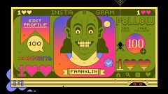 Illustration of a 100 dollar bill with Instagram insignia.