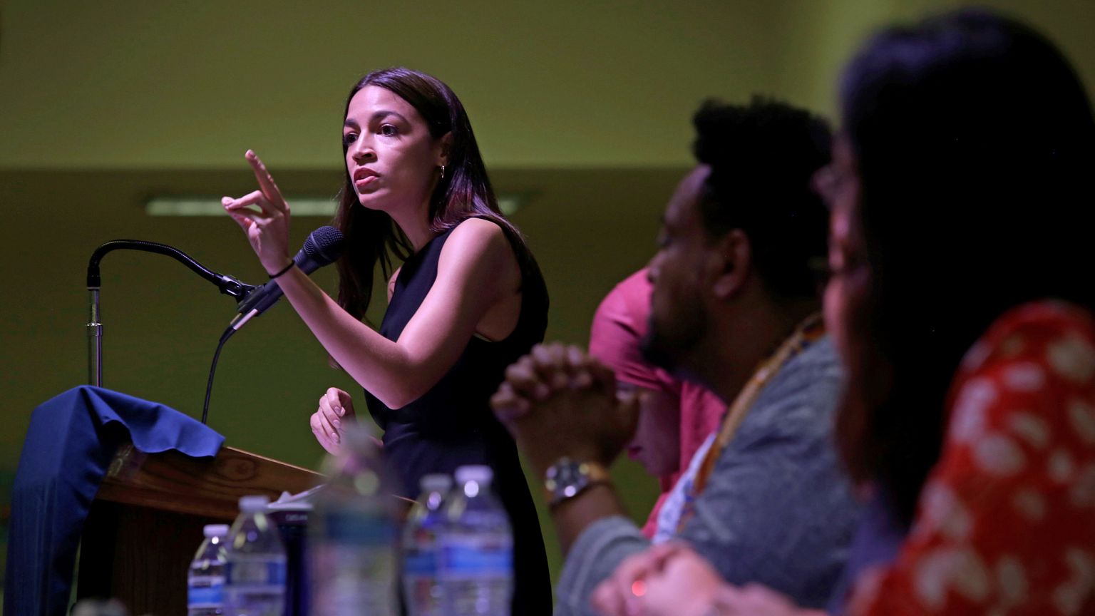 Image: Representative Alexandria Ocasio-Cortez speaks during an Immigration