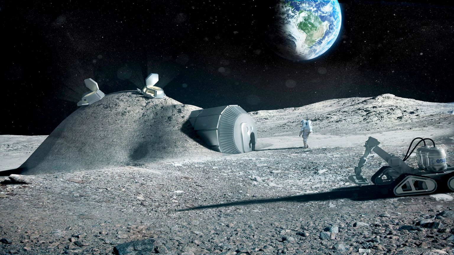 Image: A rendering of a moon village developed by the European Space Agency