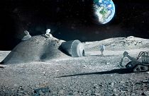 Image: A rendering of a moon village developed by the European Space Agency