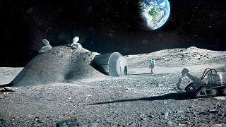 Image: A rendering of a moon village developed by the European Space Agency