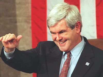Newly-elected Republican Speaker of the House Newt Gingrich waves from the speaker\'s chair at the Capital on Jan. 4, 1995, the year Congress eliminated the Office of Technology Assessment.