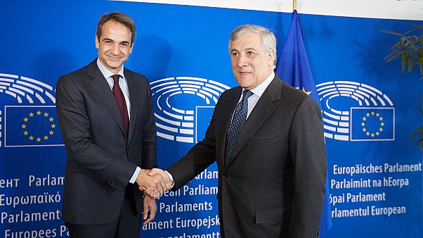 Συνάντηση του Κυρ. Μητσοτάκη με Αντ. Ταγιάνι και Γκ Φερχόφσταντ Συνάντηση του Κυρ. Μητσοτάκη με Αντ. Ταγιάνι και Γκ Φερχόφσταντ