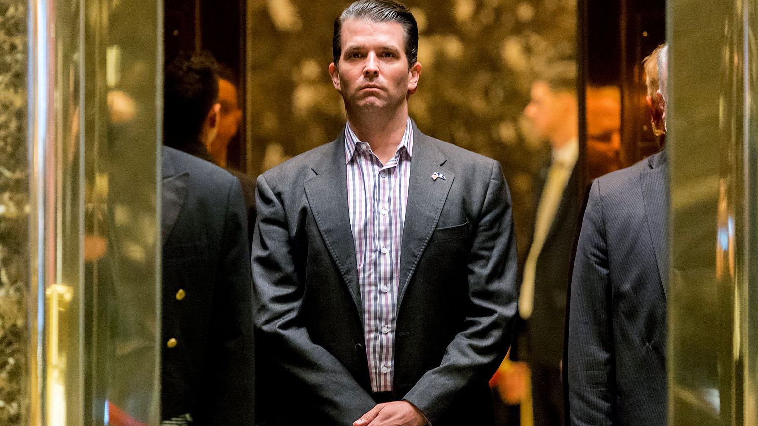 Image: Donald Trump Jr. stands in an elevator at Trump Tower in New York on