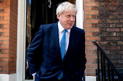 Boris Johnson leaves his campaign headquarters in London on July 23.